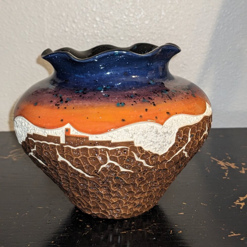 Keith Chino Signed Native American Acoma Pueblo Seed Pot